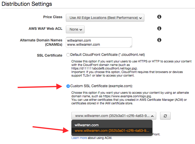 Enabling SSL on your CloudFront distribution