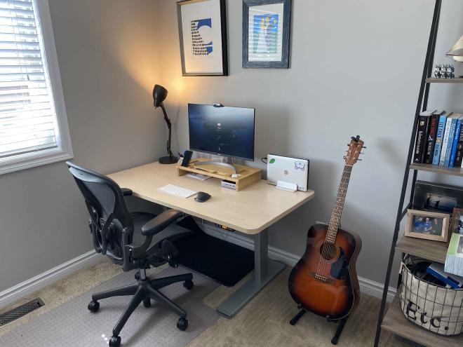 Photo of my computer, desk and chair