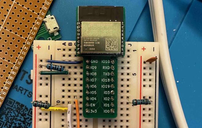 Breakout board being used on a breadboard