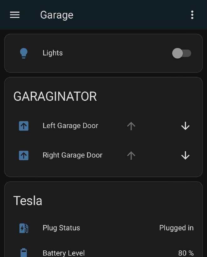 Screenshot of GARAGINATOR in Home Assistant