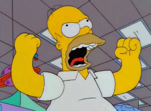GIF of Homer Simpson screaming and shaking his fists at the sky