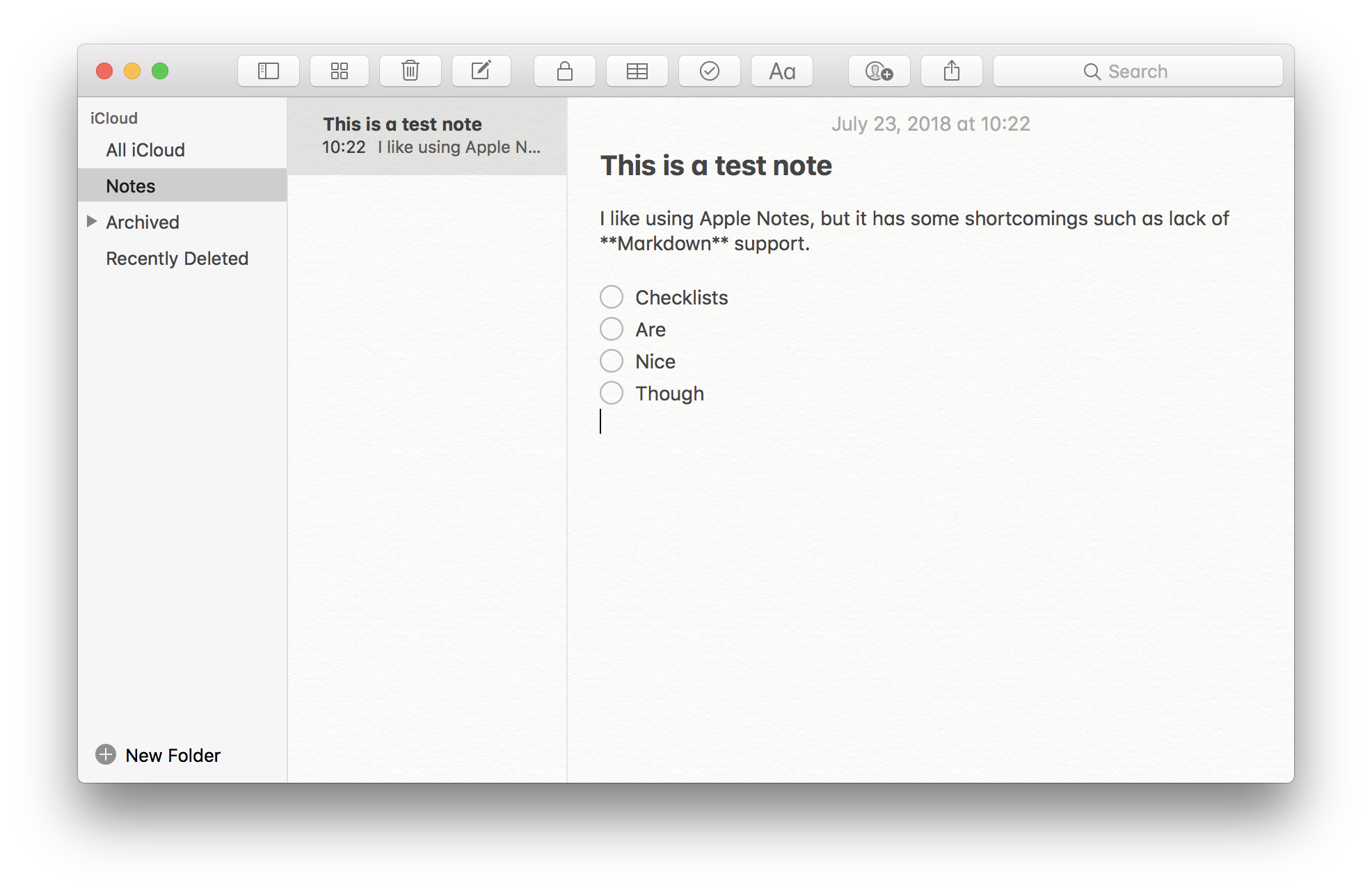 Apple Notes Screenshot